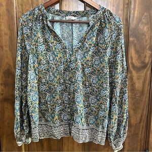 Faherty Women’s Floral Print Button Up Blouse Small